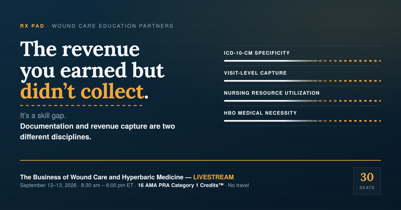 Continue your education with the 2-day workshop The Business of Wound Care